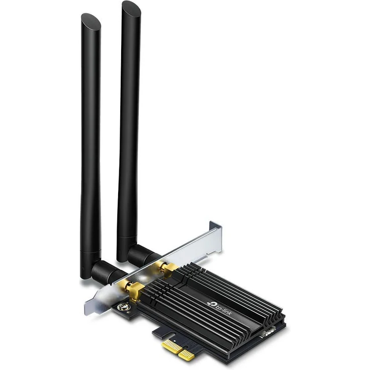 TP-Link Archer TX50E AX3000 WiFi 6 PCIe-Adapter mit Bluetooth 5.0 (Zwei Multi-Richtantennen, Intel Wi-Fi 6 Chipsatz, Kühlkörper, WPA3-Verschlüsselungsstandard, Platzsparender Einsatz) Schwarz – Bild 1