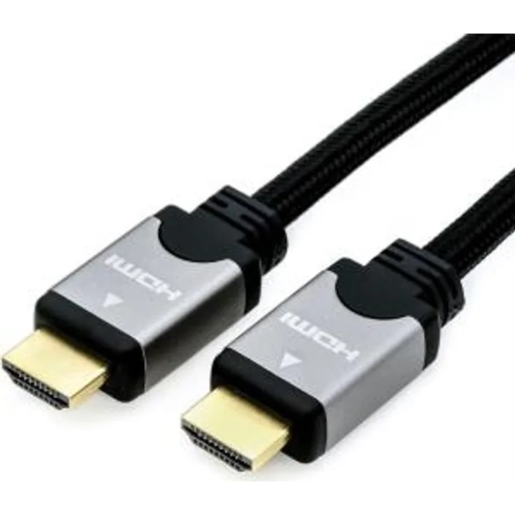 ROLINE HDMI High Speed Kabel mit Ethernet I Bildübertragung in 4K UHD und 3D I 7,5m, schwarz-Silber