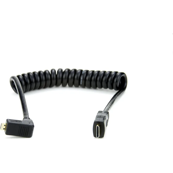 Atomos ATOMCAB006 Rechtwinkel HDMI Spiralkabel (Micro HDMI auf Mini HDMI)
