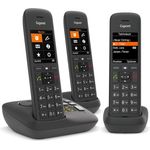 Gigaset C575A Trio DECT Schnurlostelefone mit Anrufbeantworter für komfortables Telefonieren, mit großer Nummernanzeige, Farbdisplay und leichter Bedienbarkeit, Analog-Telefon, schwarz