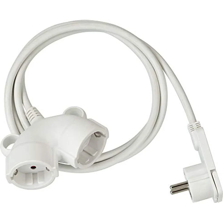 Brennenstuhl Qualitäts-Kunststoff-Verlängerungskabel mit Flachstecker (Verlängerungskabel flach für innen mit 5m Kabel, Strom-Verlängerungskabel mit Doppelsteckdose, 2-fach Verlängerungskabel) weiß – Bild 1