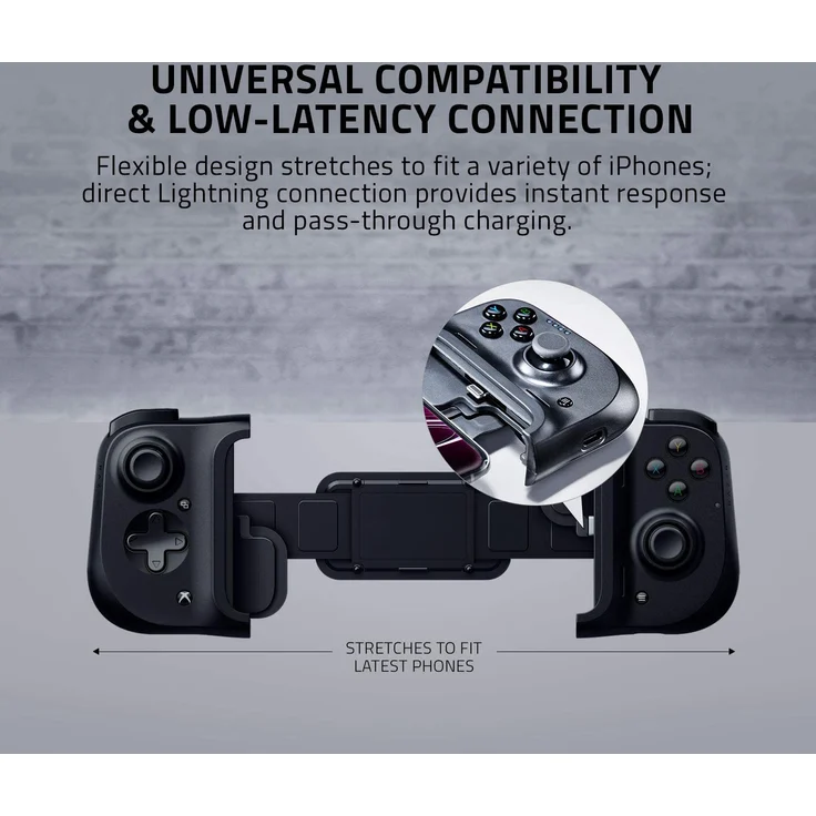 Razer Kishi für iOS (iPhone), Smartphone Gaming Controller, USB-C Anschluss, ergonomisches Design, individuelle Passform, Analog-Stick, ultra niedrige Latenz, schwarz (RZ06-03360100-R3M1) – Bild 3