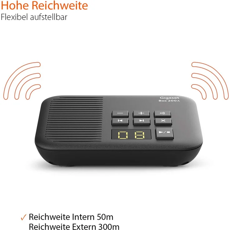 Gigaset Box 200A DECT Basisstation mit Anrufbeantworter für Ihr eigenes Kommunikationssystem mit Gigaset Mobilteilen, Basis unterstützt 6 Mobilteile für den analogen Telefonanschluss, schwarz – Bild 4