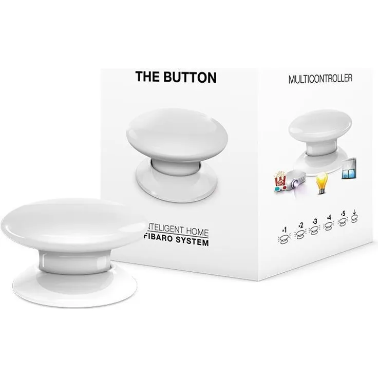 FIBARO HomeKit enabled The Button White - iOS Bluetooth Drahtlose Tragbare Schalt-Knopf, Weiß, FGBHPB-101-1
