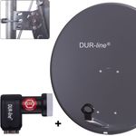 DUR-line MDA 80 Satellitenschüssel anthrazit + Quad LNB