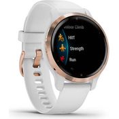 Garmin Venu 2s Smartwatch GPS, Unisex, S, Edelstahl, Kunststoffgehäuse, Silikonarmband, Roségold/Weiß (010-02429-13)