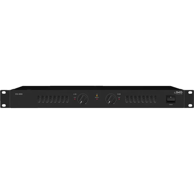 IMG STAGELINE STA-400D Stereo PA-Digital Verstärker, Class-D-Amplifier mit Schutzschaltungen gegen Kurzschluss und Übertemperatur in besonders flacher Bauform, in Schwarz