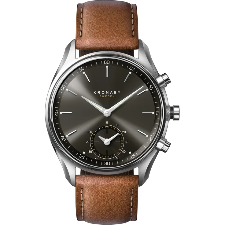 KRONABY Sekel Connected Watch A1000-0719 Hybrid-Smartwatch Unisex, 43mm, Edelstahlgehäuse, Braun/Silber/Grau – Bild 1