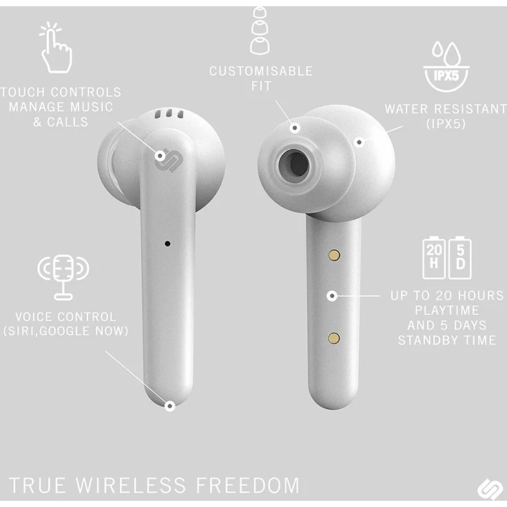 Urbanista Paris True Wireless In-Ear Kopfhörer, mit Bluetooth, Mikrofon, Noise Cancelling, weiß – Bild 2
