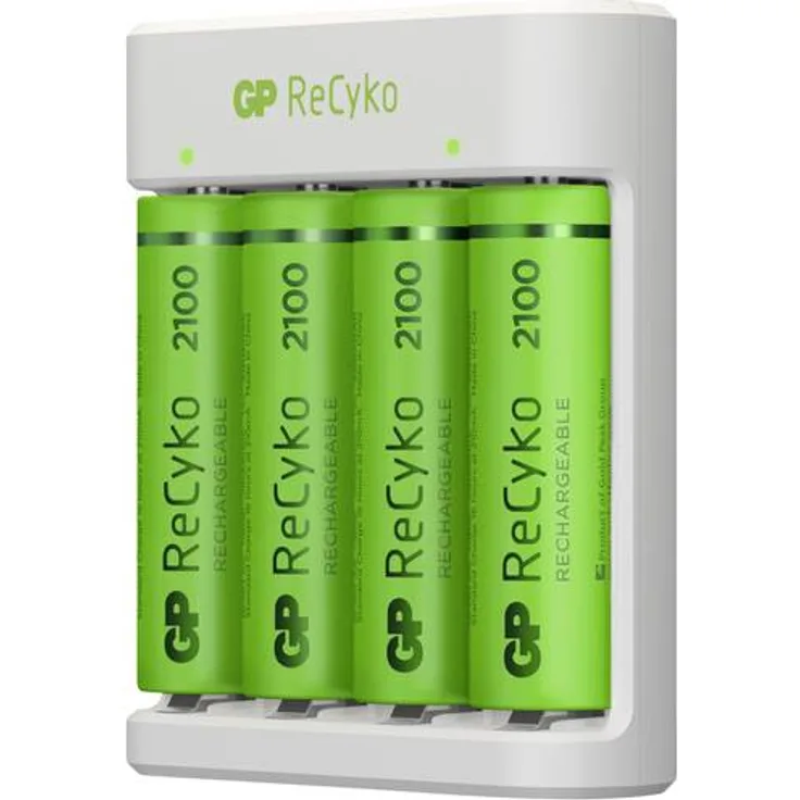 GP Batteries E411 + 4x ReCyko+ Mignon USB Ladegerät inkl. Akkus NiMH Micro (AAA), Mignon (AA)