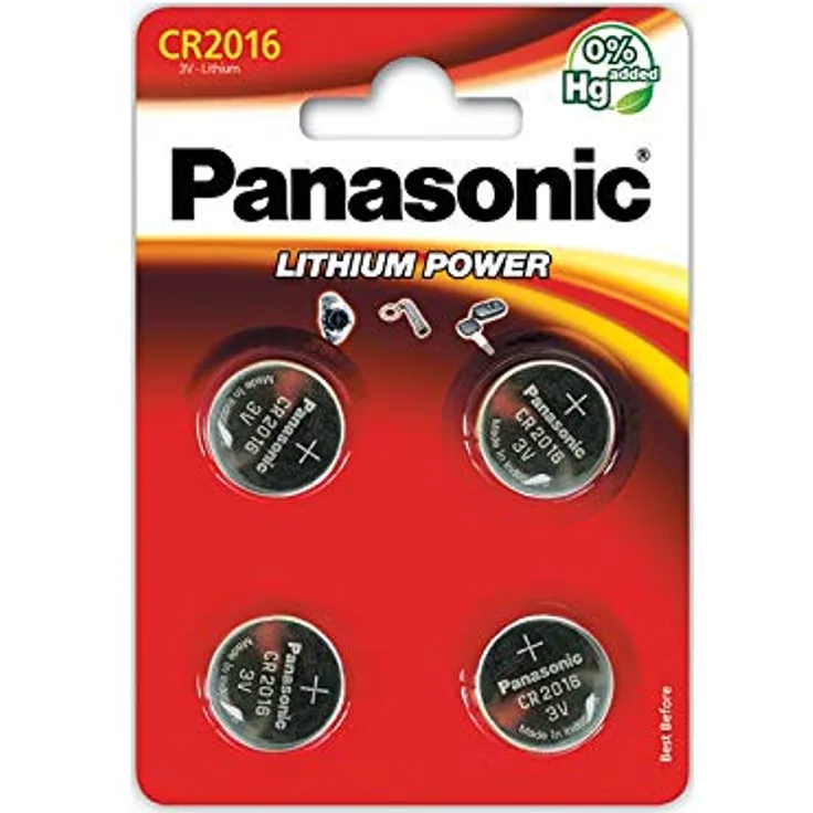 Panasonic CR2016 Lithium Knopfzelle, 3V, 4er Pack