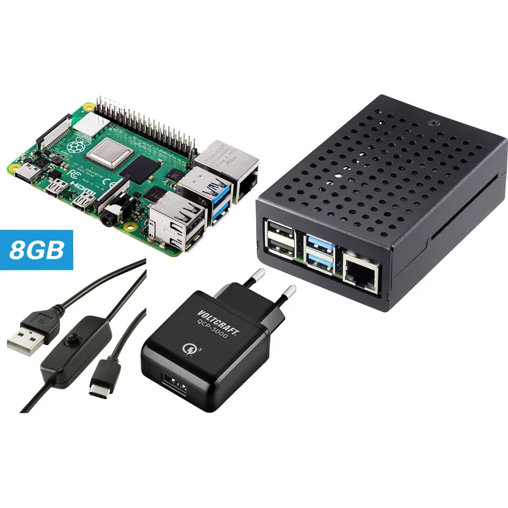 Renkforce Pure Set Raspberry Pi 4 B 8GB 4 x 1.5GHz inkl. Netzteil, inkl. Gehäuse