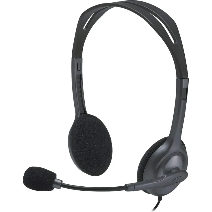 Logitech H111 Kopfhörer mit Mikrofon, Stereo-Headset, Mikrofon und Kopfbügel verstellbar, weiche Ohrpolster, 3,5mm Klinke, 1,8 m Kabel, plattformübergreifend kompatibel, PC/Mac/Laptop/Tablet/Smartphone, VoIP-Headset, grau