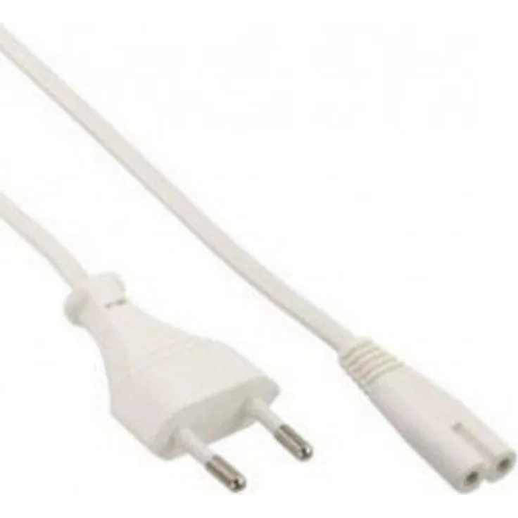 InLine 16605W Netzkabel, Netzstecker auf Euro 8 C7 Stecker, weiß, 0,5m