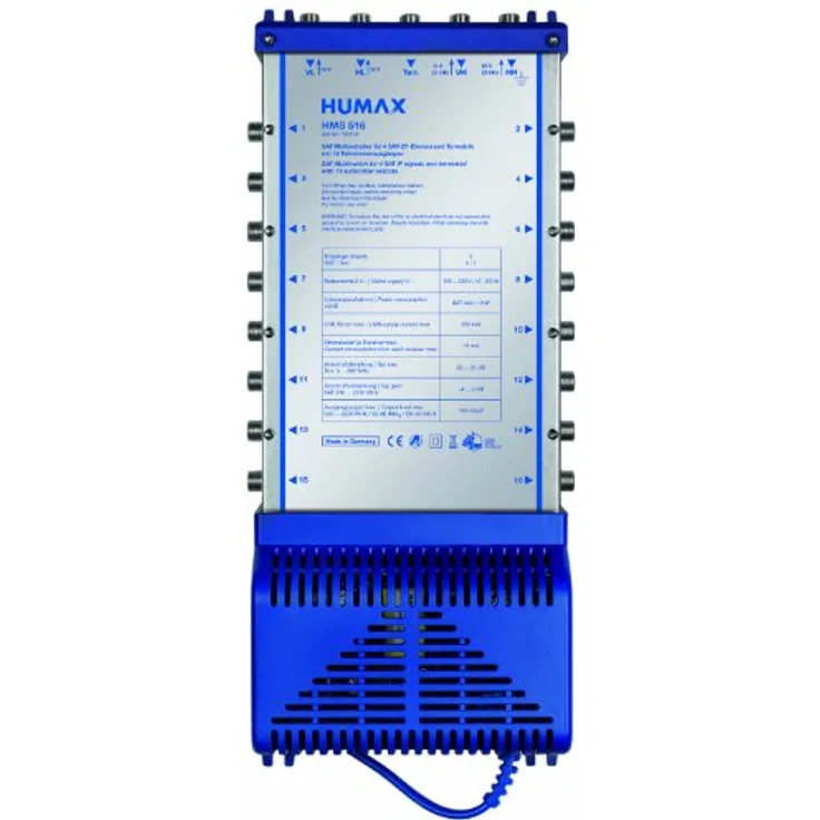 Humax HMS 516 5x16 Multischalter für 16 Teilnehmer (Quattro und Quad LNB, Netzteil mit Standby Funktion)
