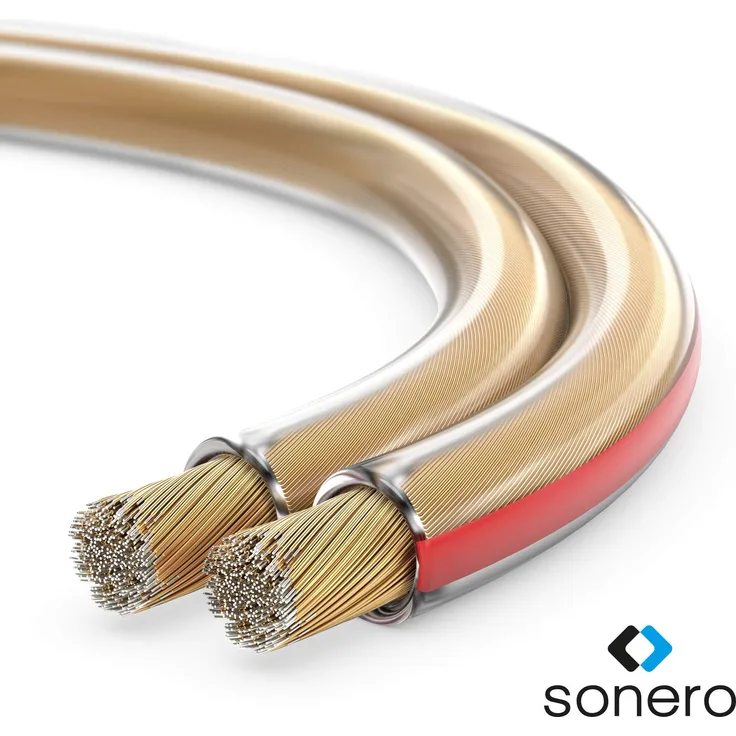 sonero 30 Meter 2x1,50mm² CCA Lautsprecherkabel - Boxenkabel, Farbe: transparent