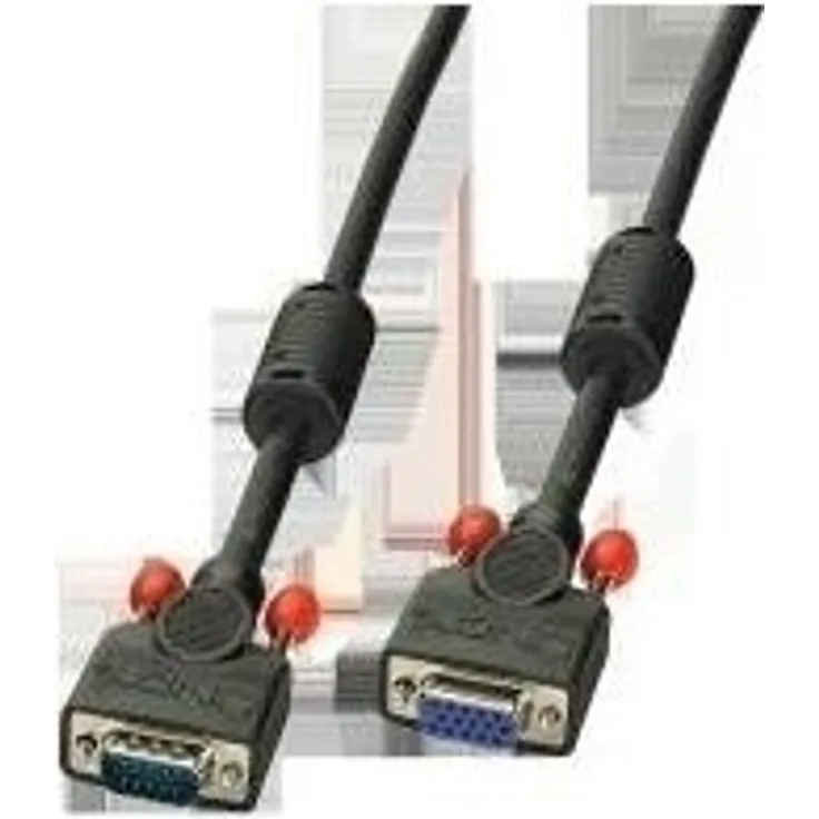 Lindy - VGA-Verlängerungskabel - HD-15 (M) - HD-15 (W) - 2,0m - geformt, Flügelschrauben - Schwarz (36393)