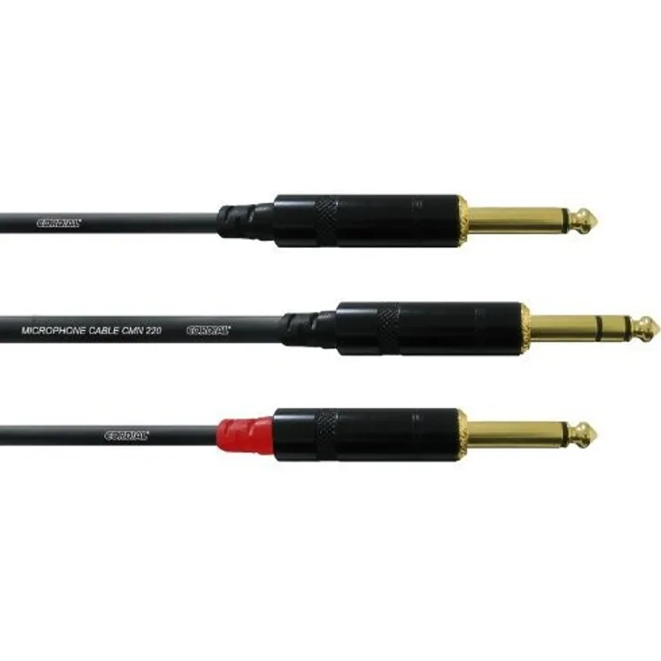 Cordial CFY 0,9 VPP Y-Adapterkabel (Klinke 6,3mm stereo gold-2x Klinke 6,3mm mono gold, Länge 0,9m)