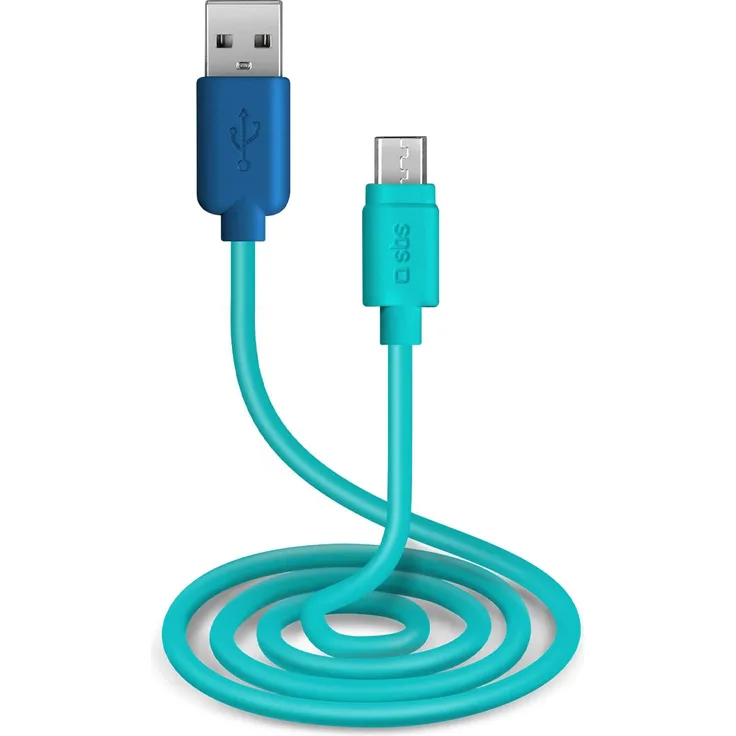 SBS Mobile Pop Line USB Datenkabel mit Micro USB-Anschluss, 1 m, blau