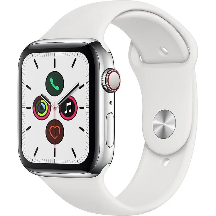 Apple Watch Series 5 GPS + LTE Aluminium Smartwatch Unisex, 44mm, Edelstahlgehäuse, Silber/Weiß - Preisvergleich – Bild 2