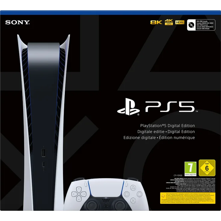 Sony PlayStation 5 Digital Edition 825 GB Weiß, Schwarz