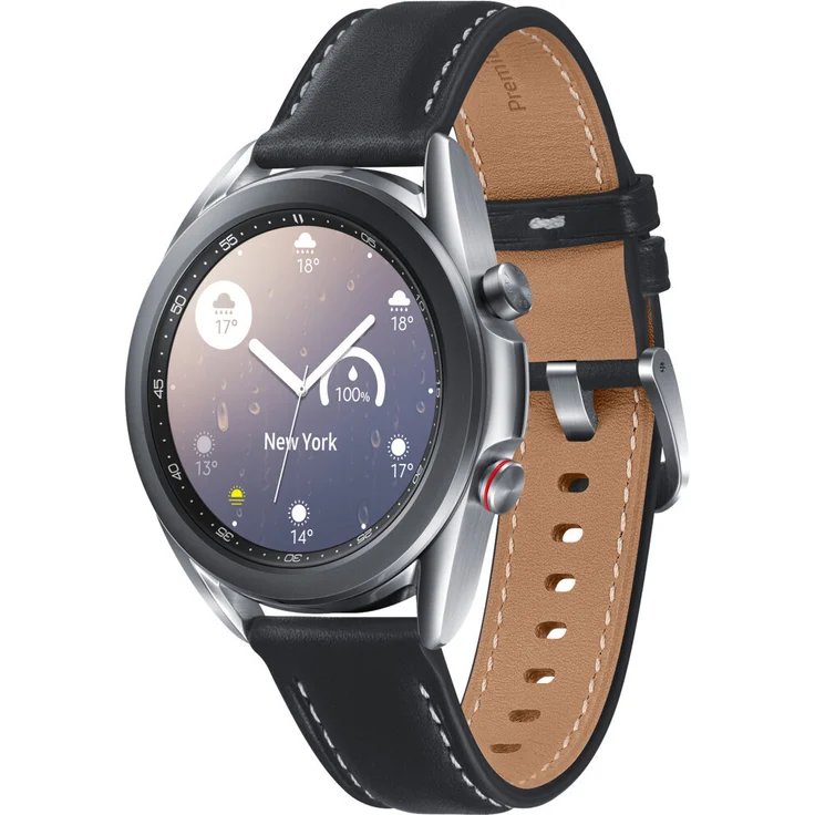 Samsung Galaxy Watch 3 Bluetooth Smartwatch GPS, Unisex, 41mm, Lederarmband, Mystic Silver Smartwatch – Bild 5