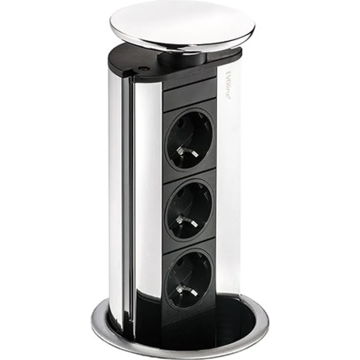 Naber Evoline® Port 1 mit Schokosteckdose, Deckel silberfarbig 8031130