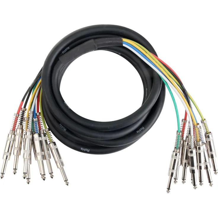 Pronomic Stage MJJ8-3 Multicore Kabel 8 x 6,3 mm Klinke mono auf 8 x 6,3 mm Klinke mono 3 m