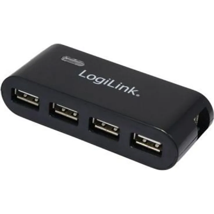 LogiLink 4-Port Hub USB 2.0 mit Netzteil, schwarz