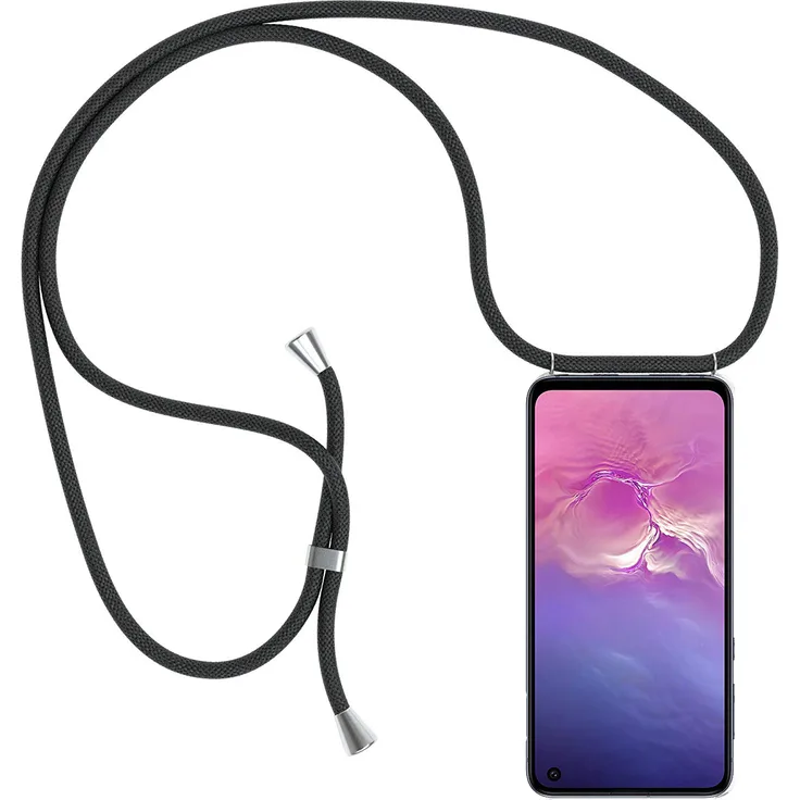 Slabo Halsband Hülle Necklace Kette für Samsung Galaxy S10e INKL. Hülle zum Schutz des Smartphones - SCHWARZ / TRANSPARENT