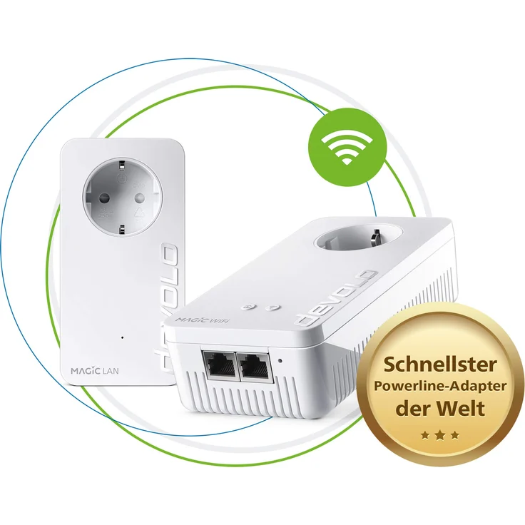 devolo Magic 2 2400 WiFi ac next Starter Kit: Weltweit schnellstes Powerline-Adapter-Set mit bester Mesh-WLAN-ac-Funktion, ideal für Streaming (2400 Mbit-s, 2x Gigabit LAN-Anschlüsse, G.hn) – Bild 1