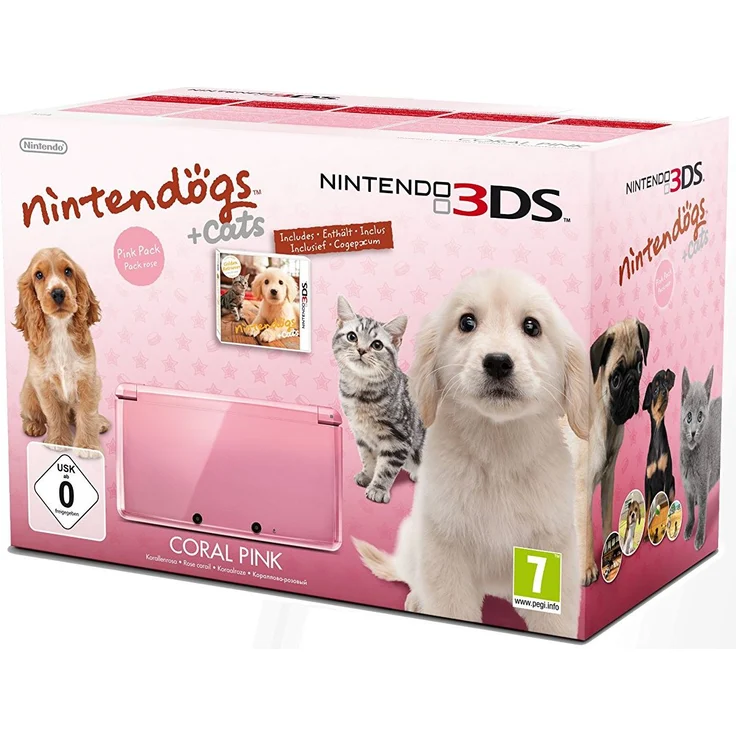 Nintendo 3DS Korallenrosa + Nintendogs & Cats – Bild 1