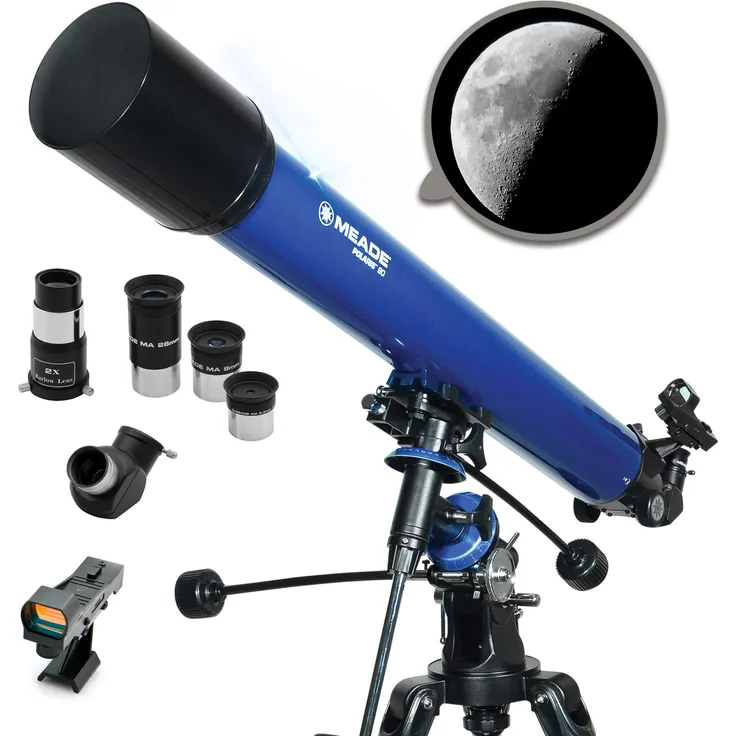 Meade Instruments Polaris 127 EQ Reflektor Teleskop, Polaris - 90 mm, blau, 90mm