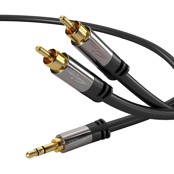 KabelDirekt - 3.5mm 2 Cinch Y Kabel - 5m - (3.5mm - 2 RCA, Klinke auf Cinch) - PRO Series