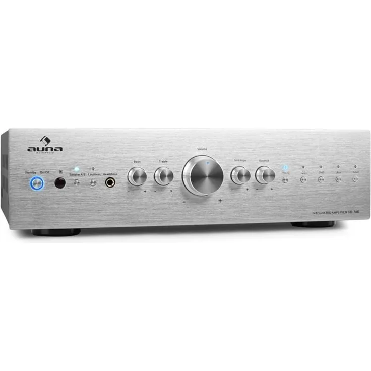 CD708 HiFi-Stereo-Verstärker AUX schwarz 600W Silber