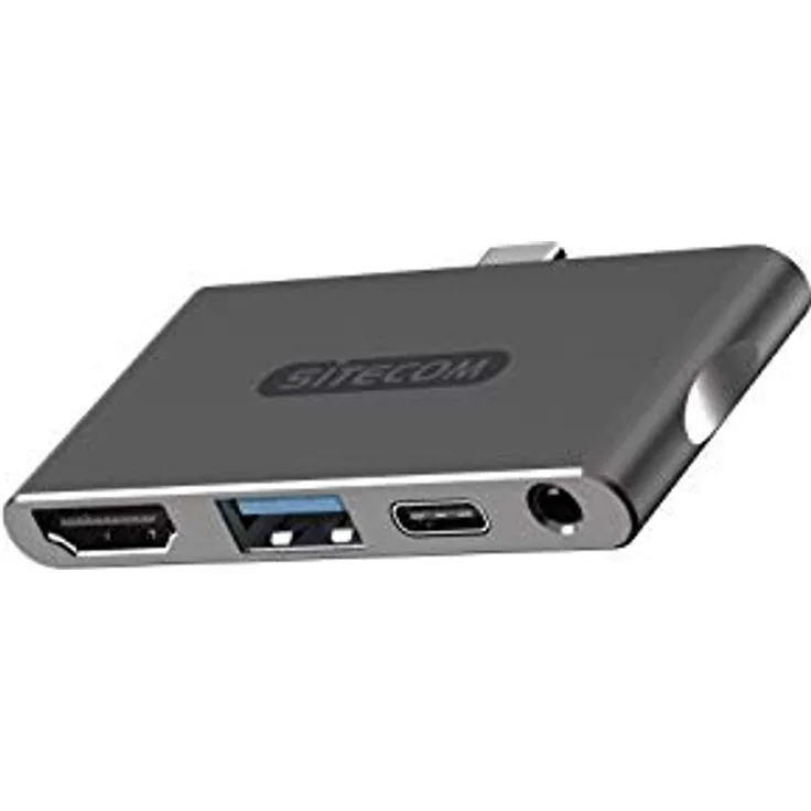 Sitecom USB-C Multiport Mobile Adapter Hub | USB-C auf 1x HDMI + 1x USB 3.1 + 1x USB Power Delivery + 1x 3.5mm Audio - für Smartphone, Tablet, Notebook und weitere Typ C Geräte