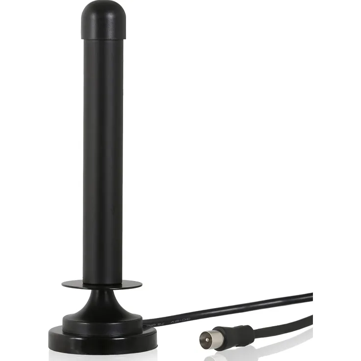 Wicked Chili DVBT2 HD / DVBT digitale Fernseh / Radio Antenne für TV / PC - passive Zimmerantenne mit Magnetfuß und hoher Empfangsleistung (Verstärkung: 6dBi / Kabellänge: 300 cm) schwarz