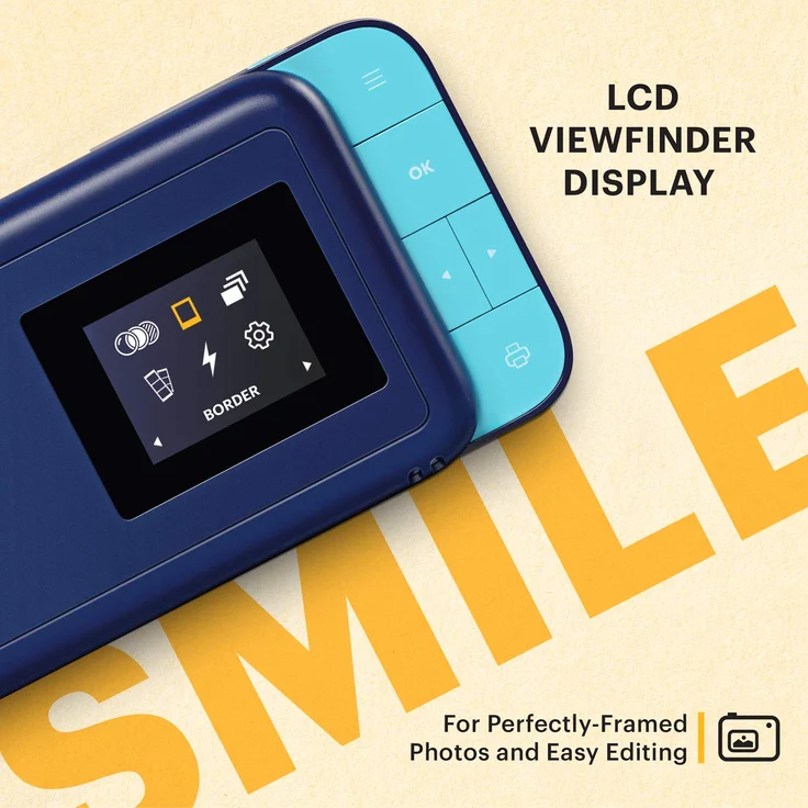 KODAK Smile Digital Sofortbildkamera mit 2x3 ZINK Drucker - HD-Qualität - 10MP, LCD Display, Automatischer Blitz, integrierte Bearbeitungsfunktion, Micro SD Kartenleser & Autofokus - Blau – Bild 4