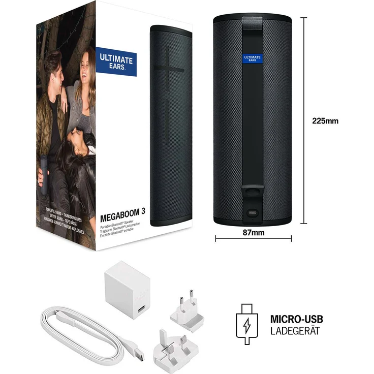 Ultimate Ears Megaboom 3 Bluetooth-Lautsprecher mit Mikrofon, Webradio, wasserdicht, schwarz – Bild 12