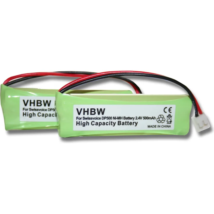 VHBW 2x NiMH Akku 500 mAh (2,4 V), geeignet für Festnetz Telefon Medion MD83242, MD83282 ersetzt VT50AAAALH2BMJZ, GP1010, GPHC05RN01