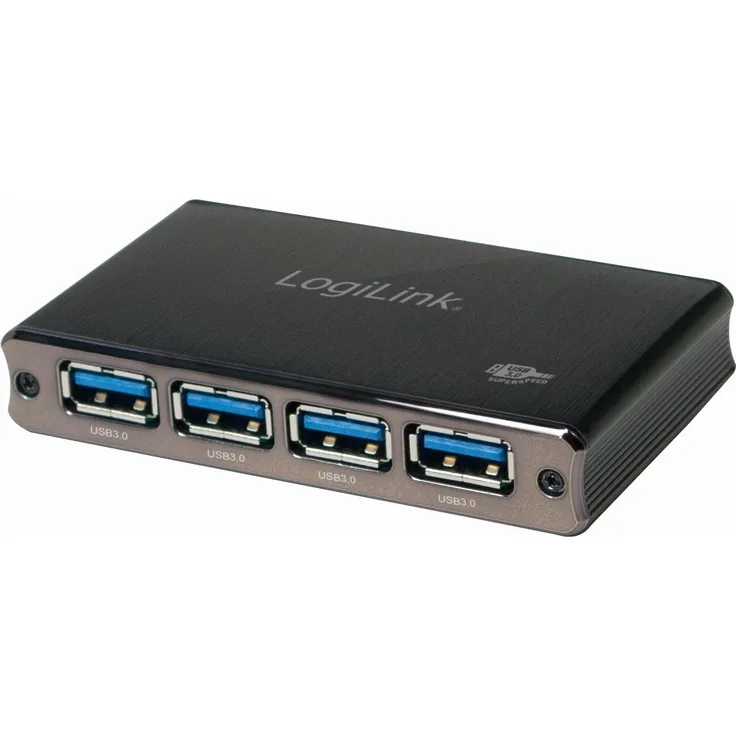 LogiLink UA0282 USB 3.0 Hub 4-Port mit Überstromschutz schwarz-Aluminum