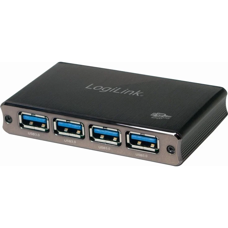 LogiLink UA0282 USB 3.0 Hub 4-Port mit Überstromschutz schwarz-Aluminum