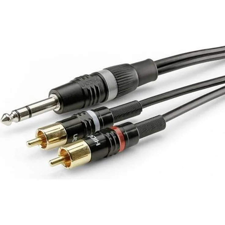 Hicon HBP-6SC2-0150 Klinke - Cinch Audio Anschlusskabel (2x Cinch-Stecker - 1x Klinkenstecker 6.3mm (stereo)) 1.50m Schwarz