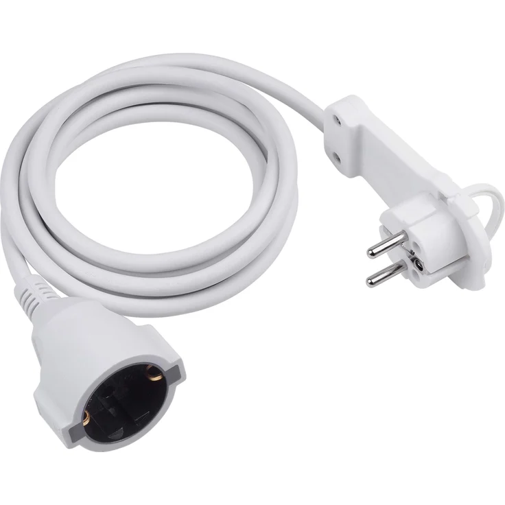Meister Schutzkontakt-Verlängerung - Extraflacher Stecker - 3 m Kabel - weiß - IP20 Innenbereich - Kupplung mit Berührungsschutz - Schuko-Verlängerung mit Flachstecker - Stromkabel - 7432330 – Bild 1