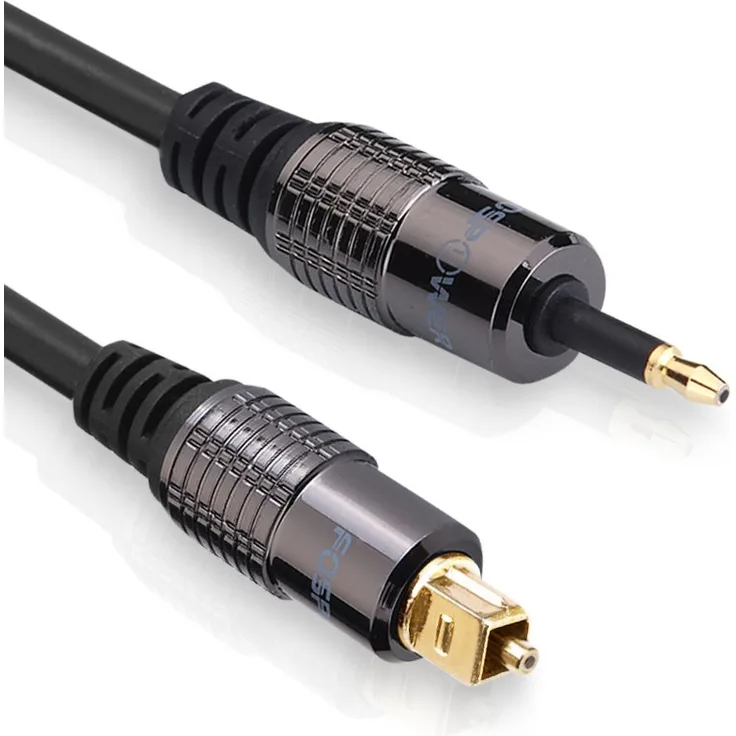 FosPower (0,9m) Kabel Optisches Audio Digital [24K Gold Vergoldet] Toslink auf / zu Mini Toslink Digital Optical SPDIF Audio Cable