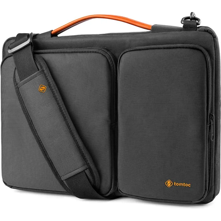 tomtoc vielseitig – A42 Laptophülle mit Schultergurt, organisierte Taschen für Zubehör schwarz Schwarz 13-13.5 Inch