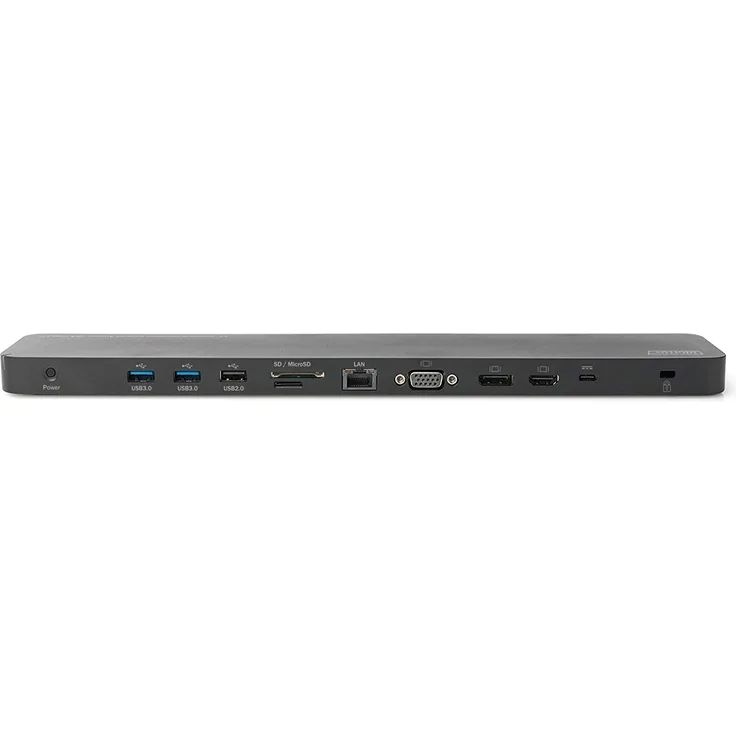 DIGITUS 14'' Multiport Docking-Station - USB-C Dock 14 Ports - DP HDMI VGA, RJ45, 5x USB, Ladeport, Cardreader - Schwarz