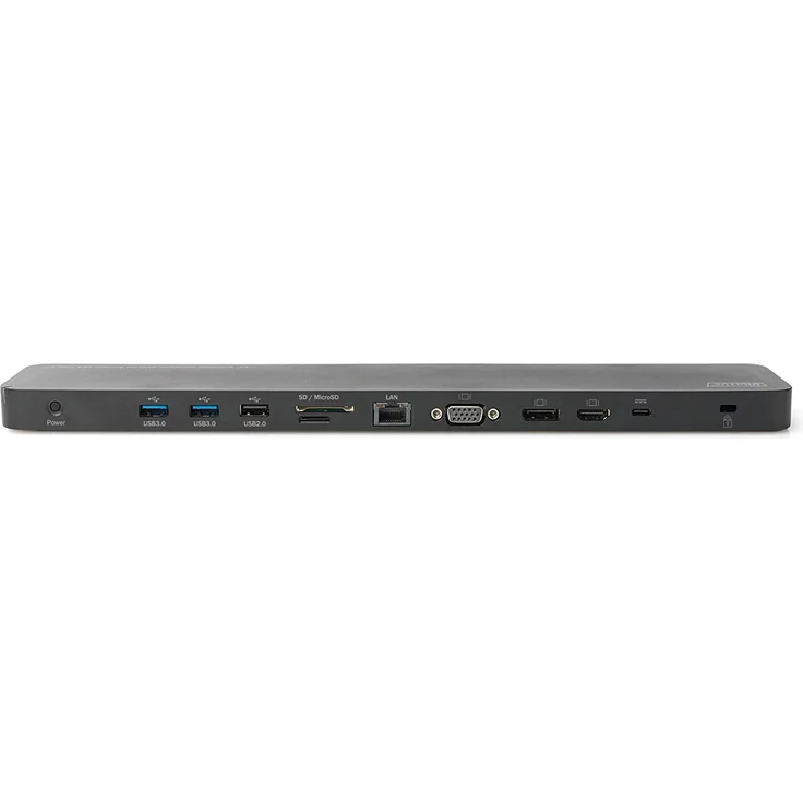 DIGITUS 14'' Multiport Docking-Station - USB-C Dock 14 Ports - DP HDMI VGA, RJ45, 5x USB, Ladeport, Cardreader - Schwarz – Bild 1