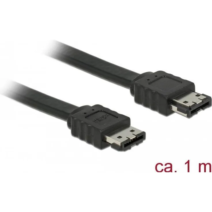 DeLOCK - eSATA-Kabel - Serial ATA 150/300 - eSATA (R) bis eSATA (R) - 1,0m - verseilt - Schwarz (85640)