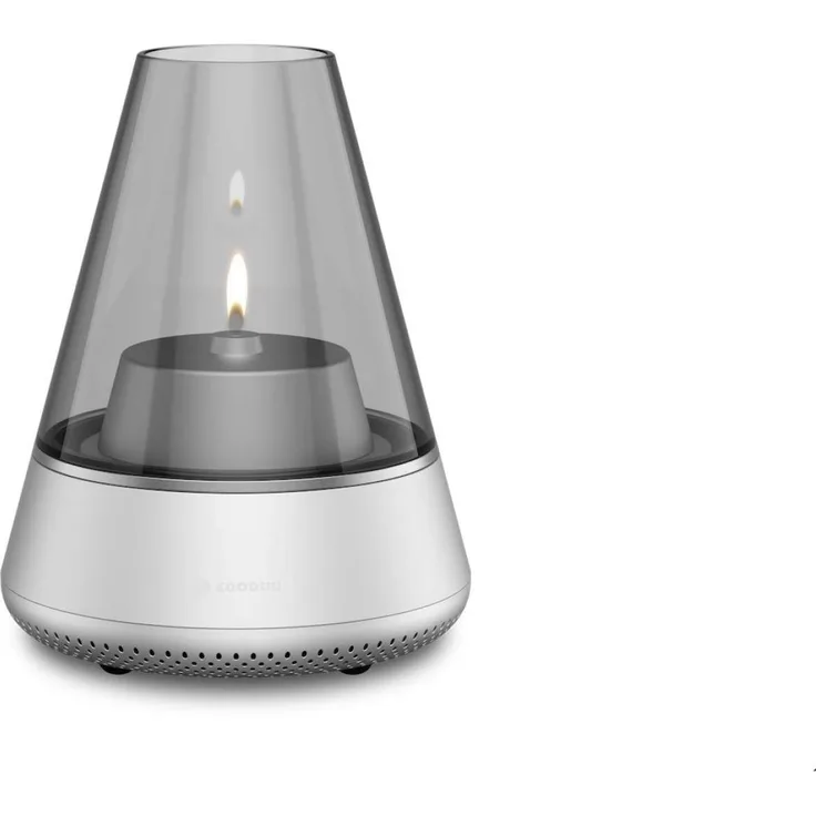 Nordic Light Pro Silber - Lampe & Bluetooth-Lautsprecher in Einem für Natürliches Licht und Musik-Streaming - Teelichthalter-Öllampe zum Nachfüllen - bis zu 10 Stunden Musik